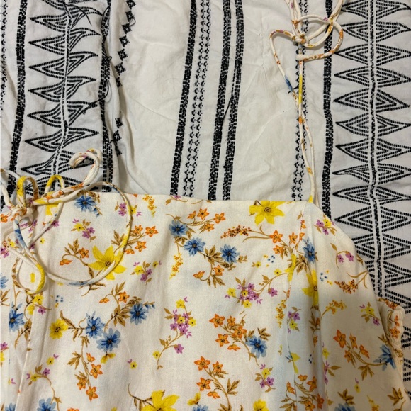 Fit and Flare Tie-Strap Linen Blend Floral Mini Dress - Picture 3 of 6